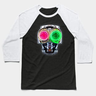 Futuristic Robot with Neon Eyes Baseball T-Shirt